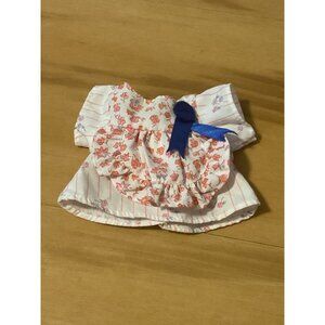 Floral Baby Doll Dress With Blue Bow & Striped Pattern